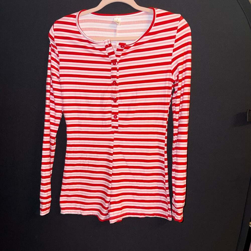 Pink, red and white striped pjs shorts